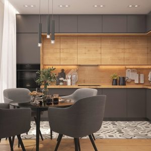 kitchen, loft, strict style